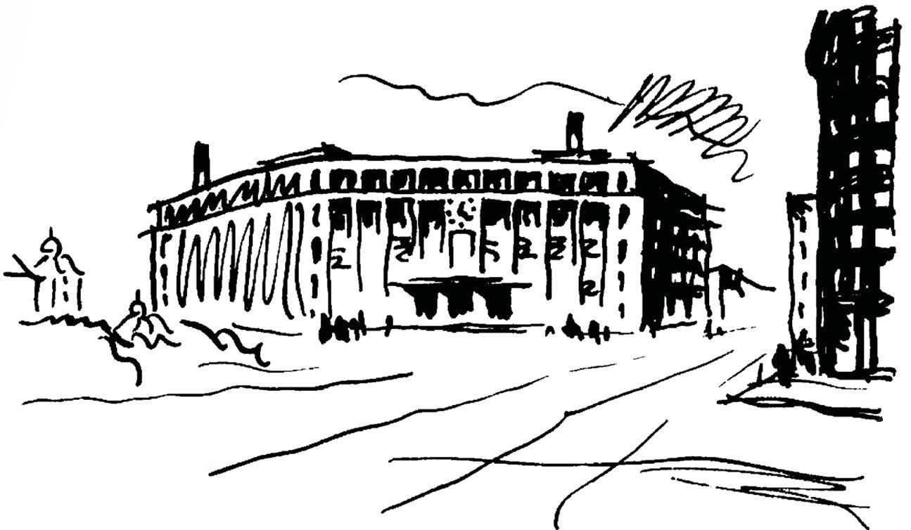 吉田鉄郎による東京中央郵便局のスケッチ
