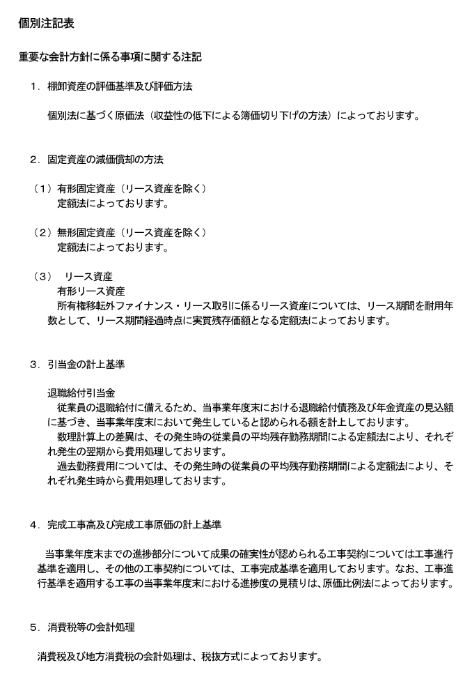 個別注記表